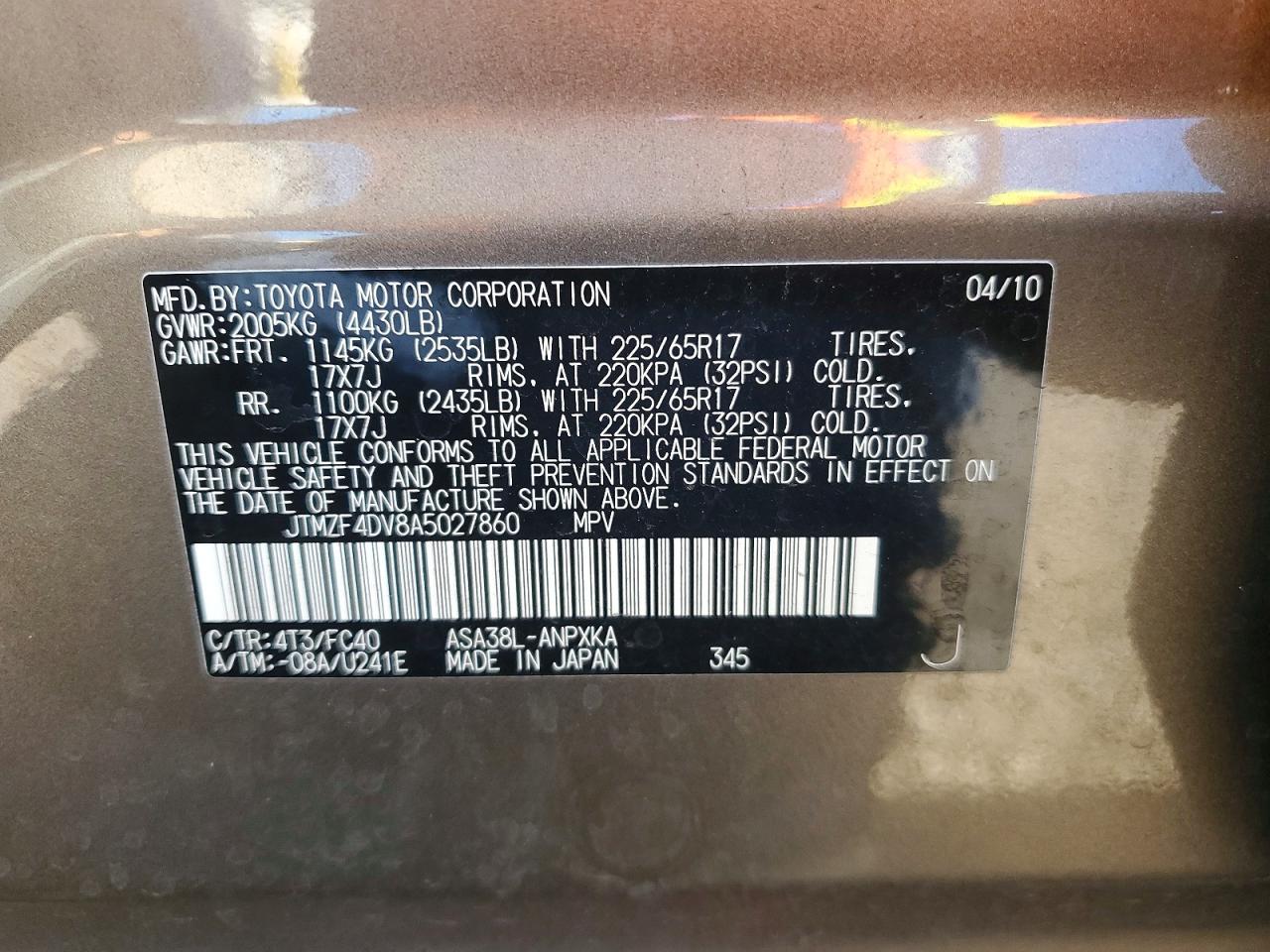 2010 TOYOTA RAV4 BASE photo 37