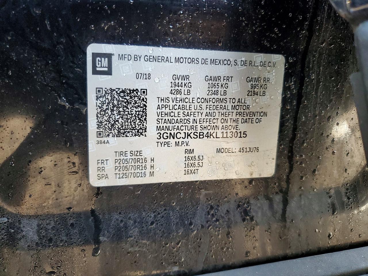 2019 CHEVROLET TRAX LS photo 12