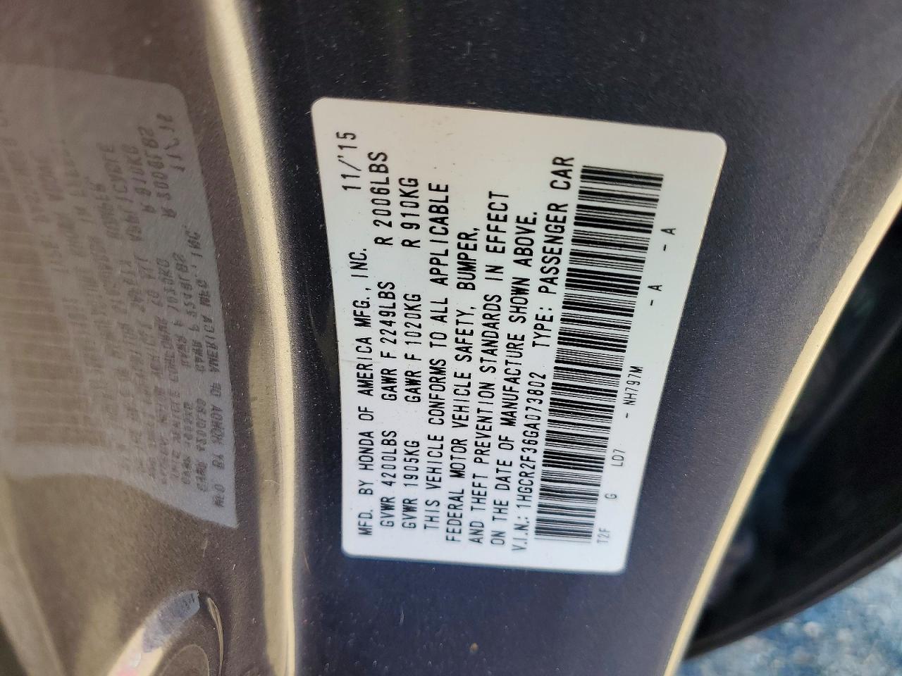 2016 HONDA ACCORD LX photo 34