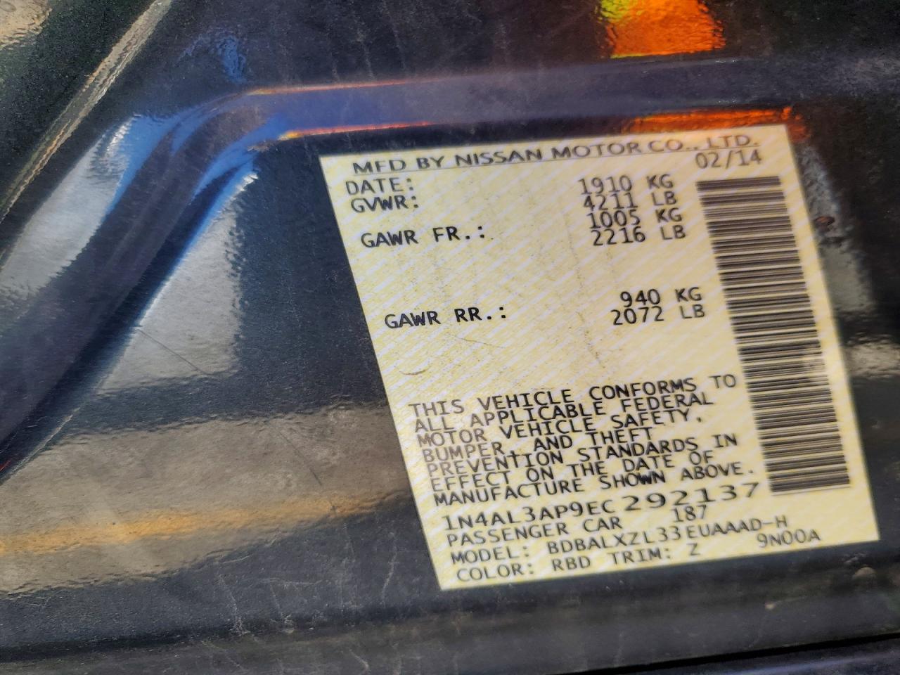 2014 NISSAN ALTIMA 2.5 SL photo 12