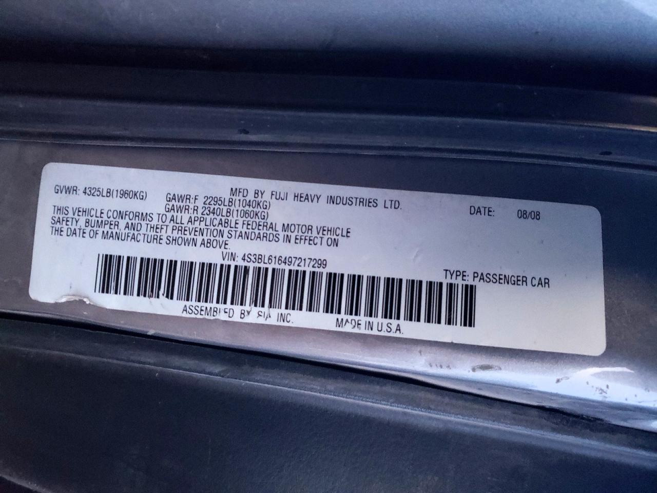 2009 SUBARU LEGACY 2.5I photo 37