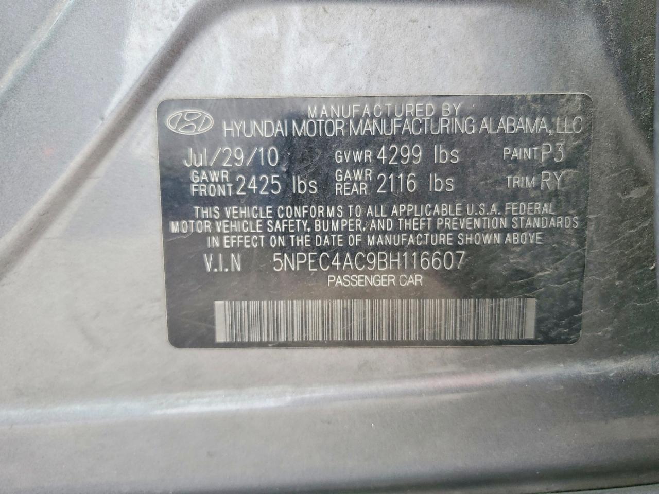 2011 HYUNDAI SONATA LIMITED photo 12