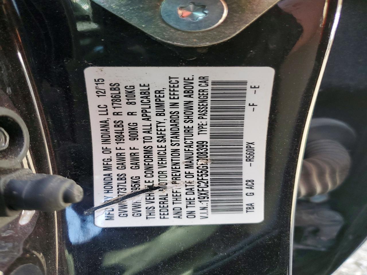 2016 HONDA CIVIC LX photo 12