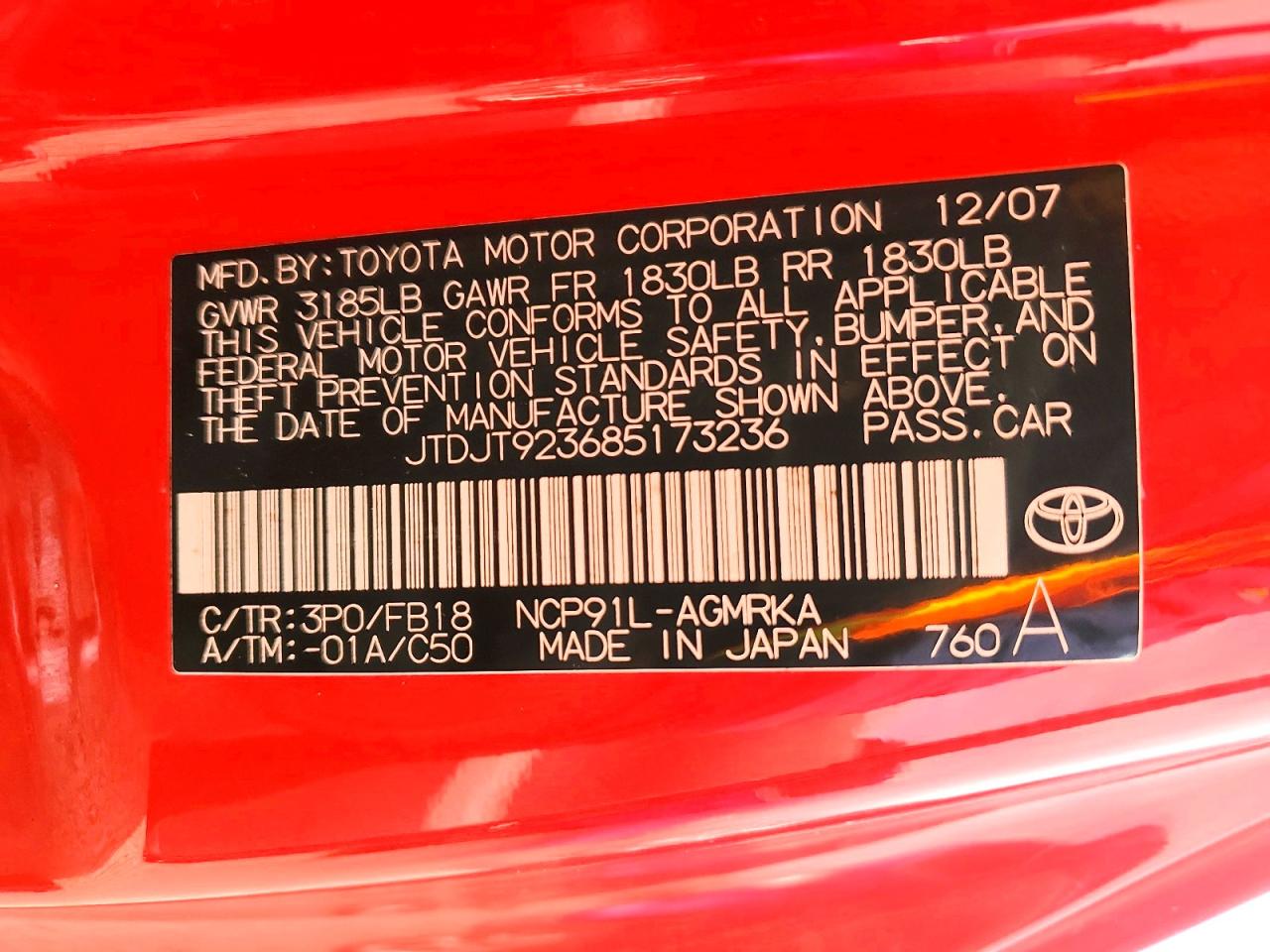 2008 TOYOTA YARIS BASE photo 23