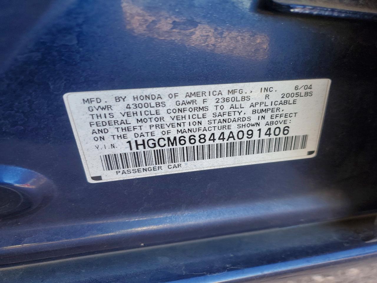 2004 HONDA ACCORD EX photo 12