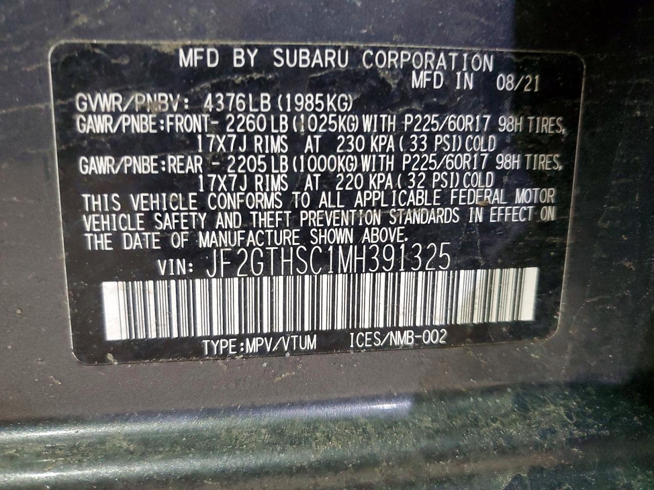2021 SUBARU CROSSTREK SPORT photo 37