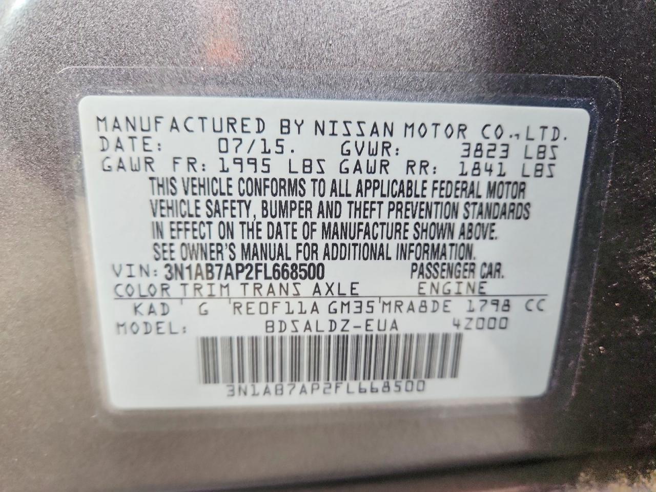 2015 NISSAN SENTRA SV photo 12