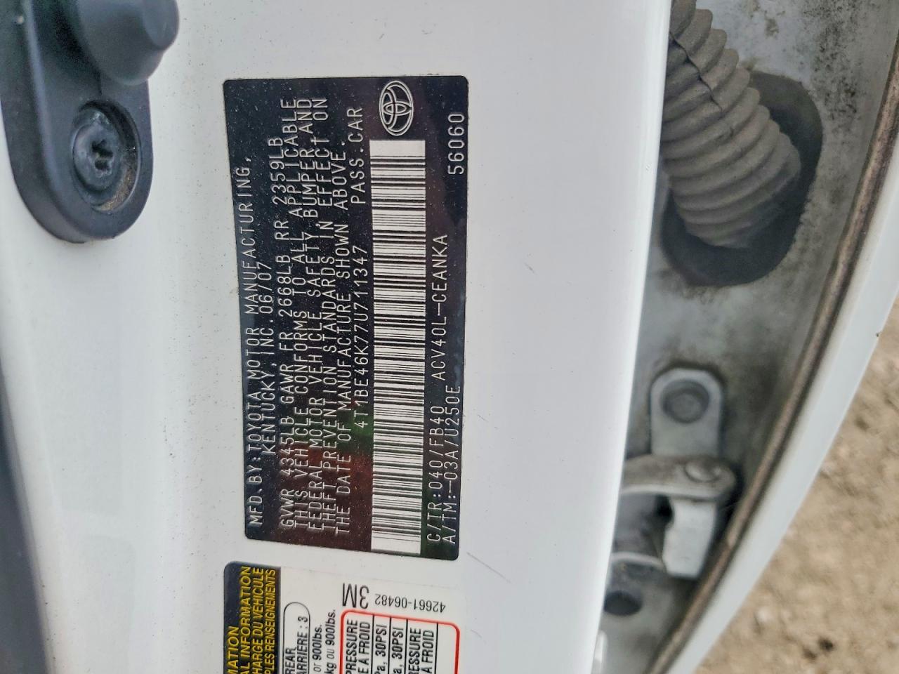 2007 TOYOTA CAMRY CE photo 23