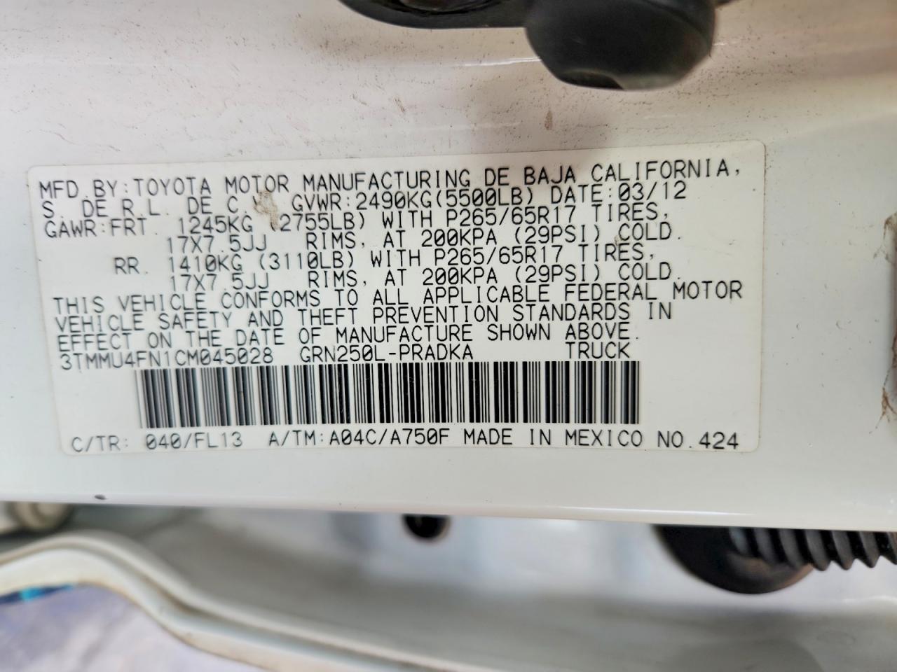 2012 TOYOTA TACOMA V6 photo 12