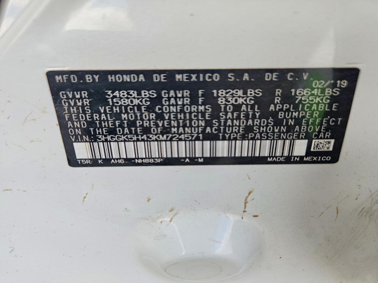 2019 HONDA FIT LX photo 34