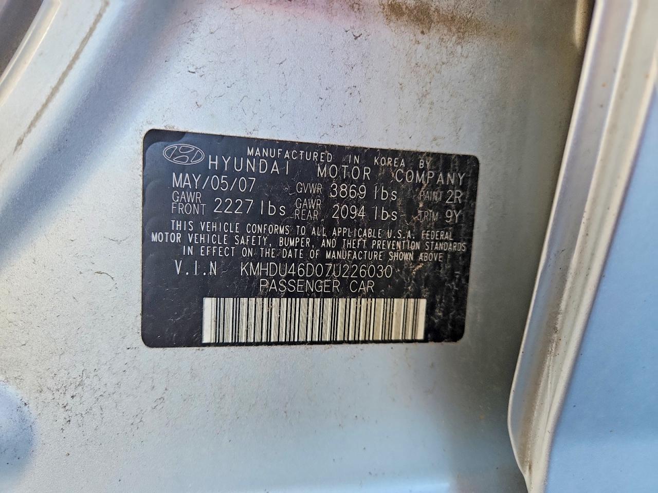 2007 HYUNDAI ELANTRA GLS photo 23