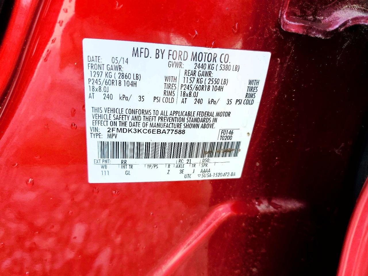 2014 FORD EDGE LIMITED photo 14