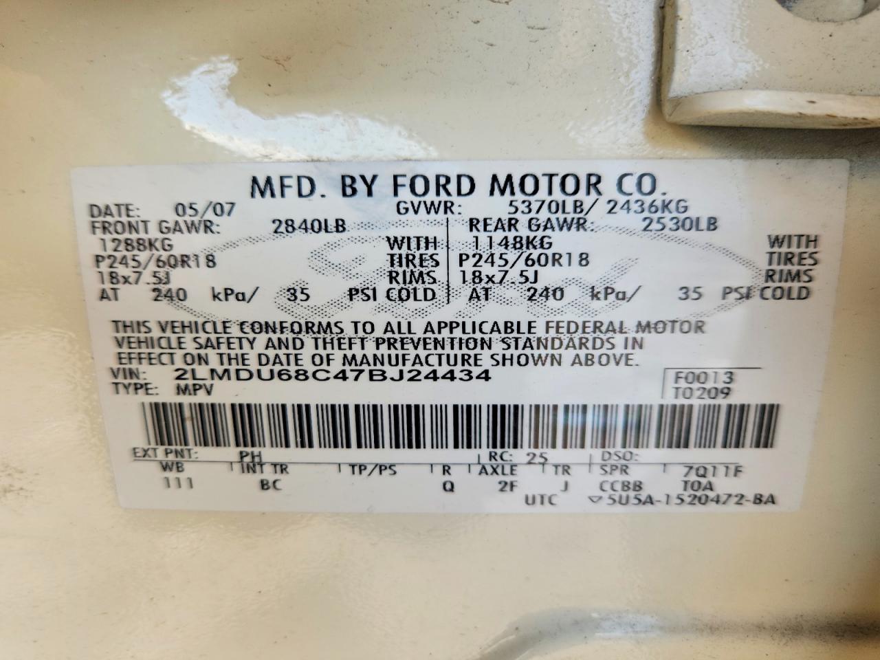 2007 LINCOLN MKX photo 13