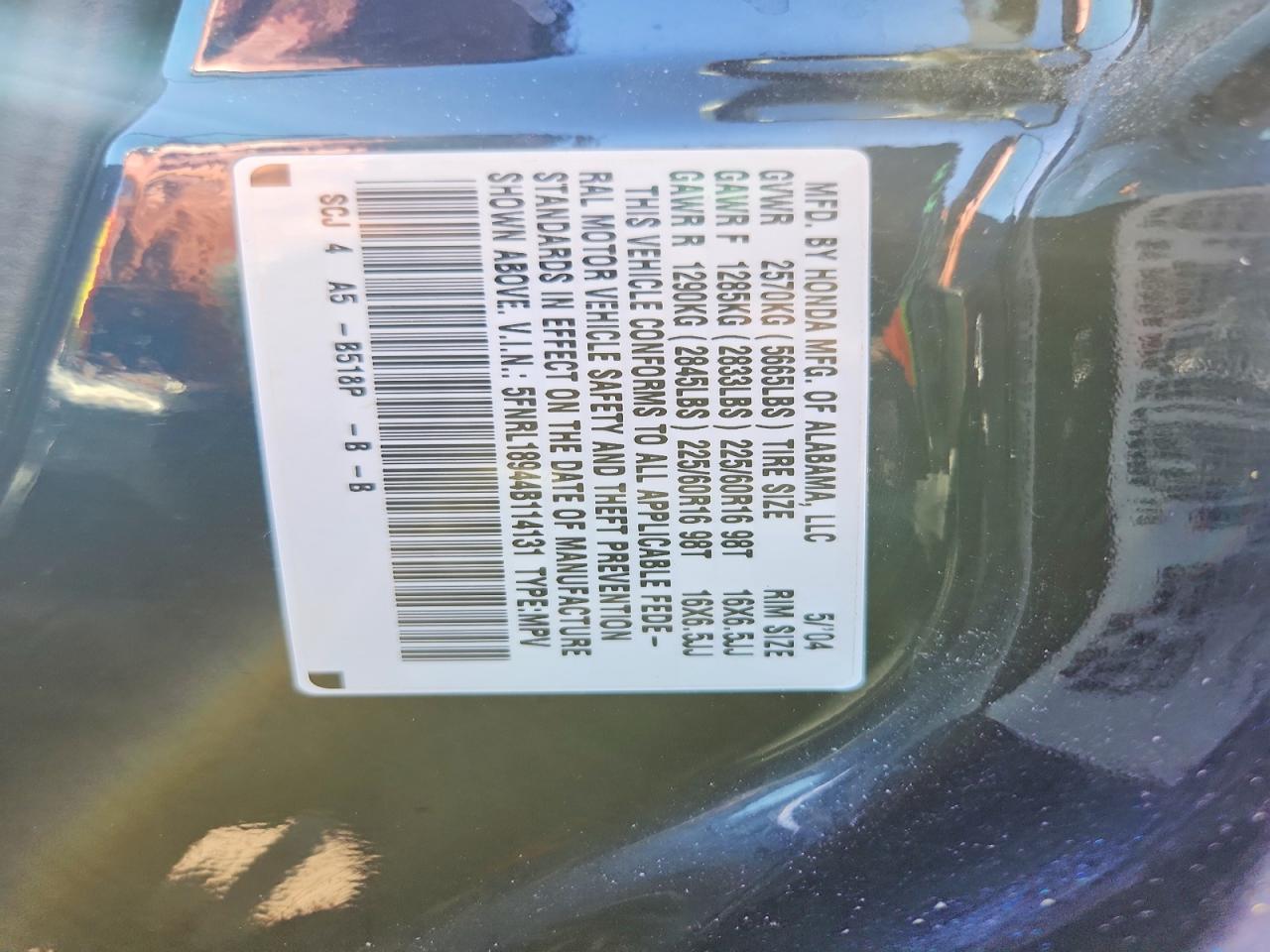 2004 HONDA ODYSSEY EXL photo 13