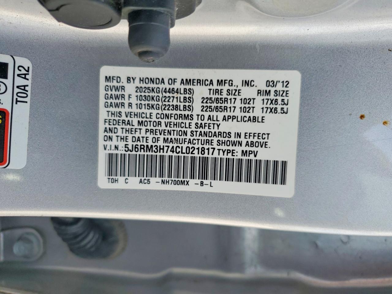 2012 HONDA CR-V EXL photo 27