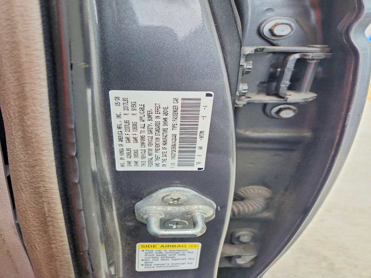 2008 HONDA ACCORD LX photo 23