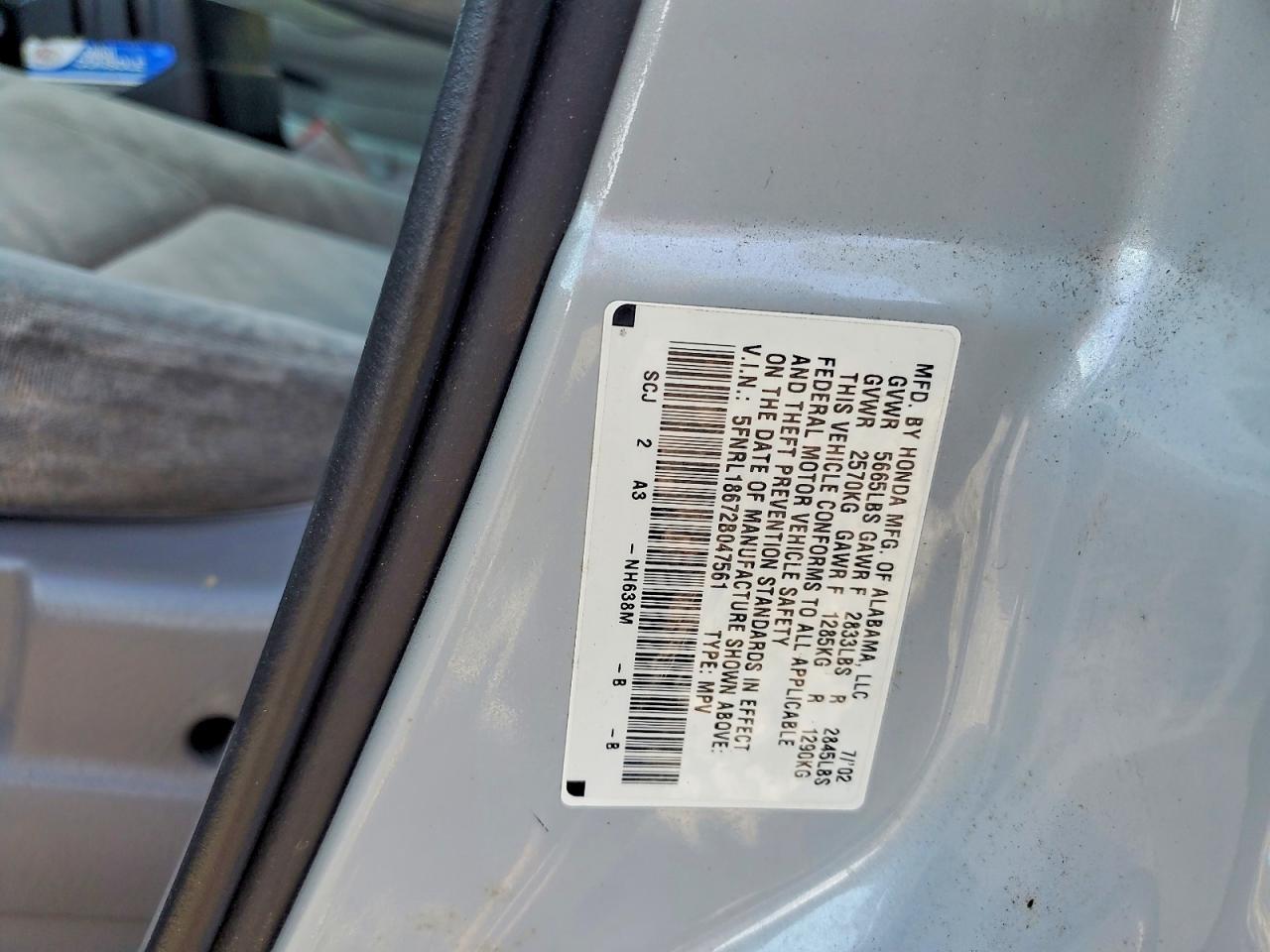 2002 HONDA ODYSSEY EX photo 25