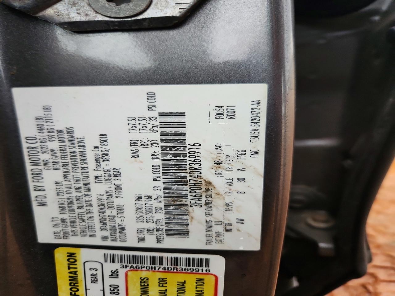 2013 FORD FUSION SE photo 12