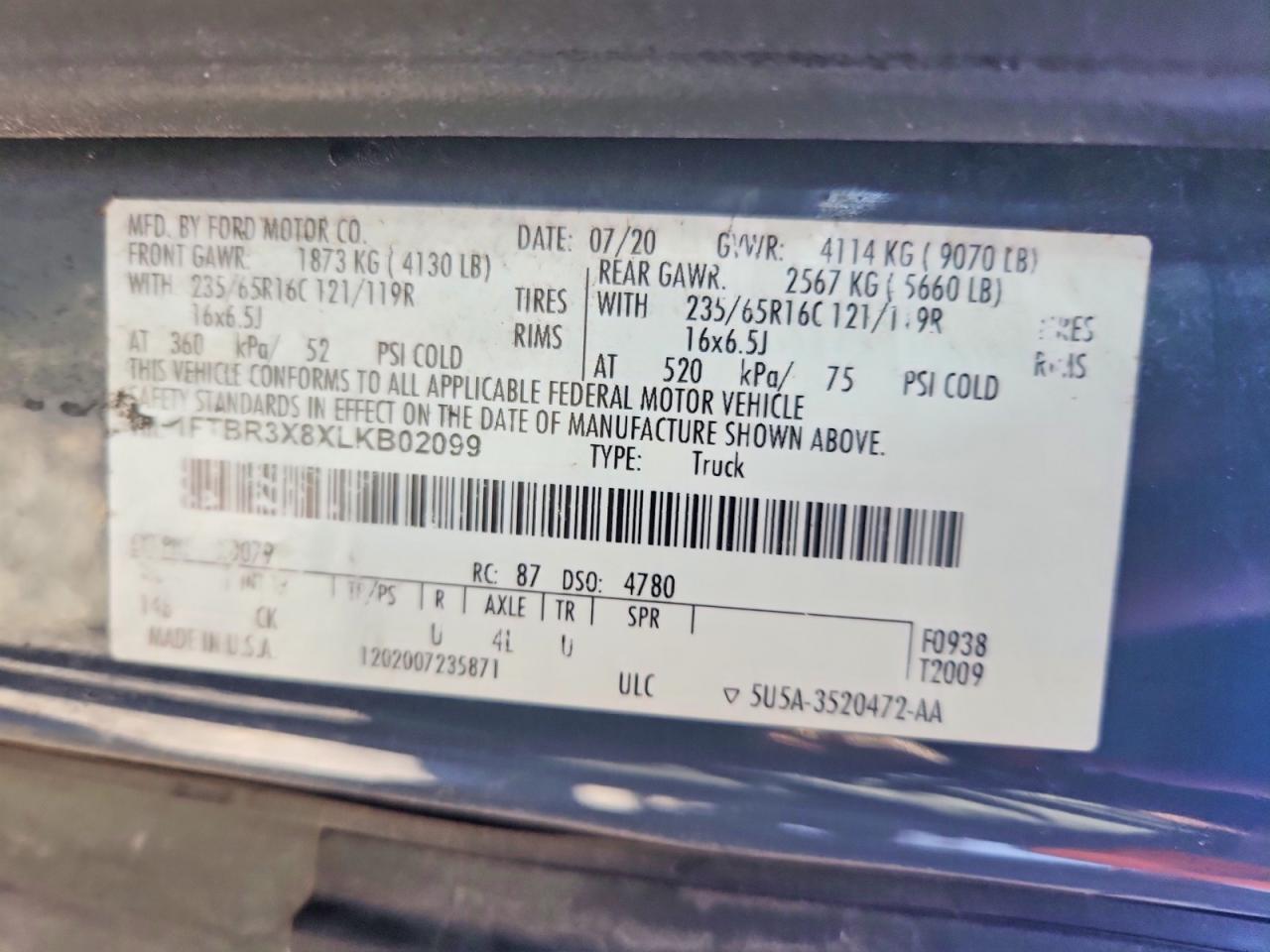 2020 FORD TRANSIT 250 EL HIGH ROOF DELIVERY VAN photo 25