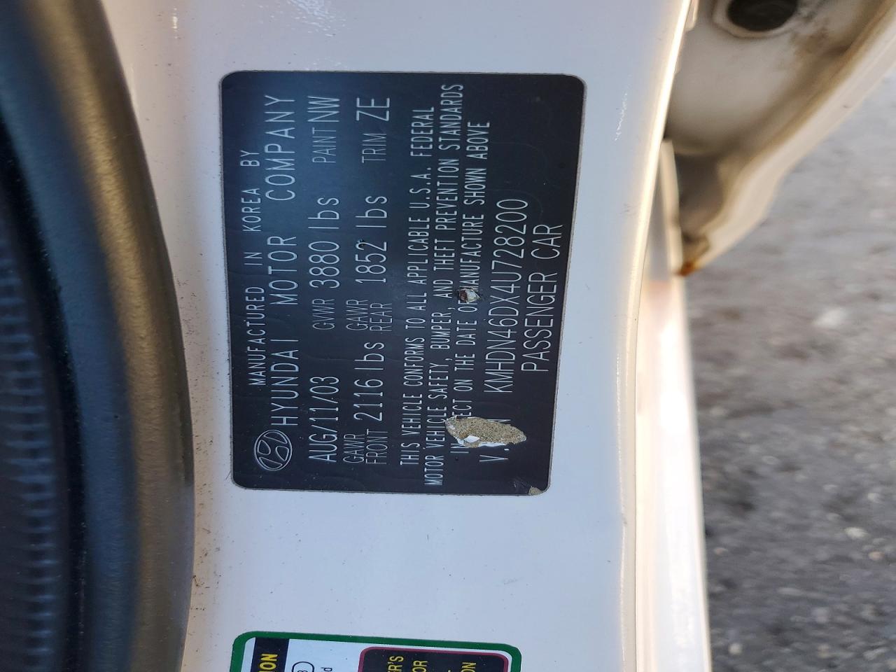 2004 HYUNDAI ELANTRA GLS photo 21