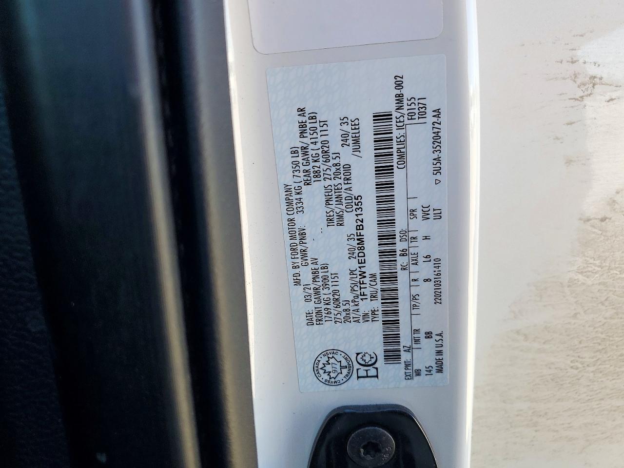 2021 FORD F150 SUPERCREW photo 13