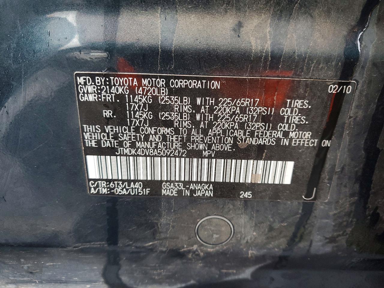 2010 TOYOTA RAV4 LIMITED photo 12