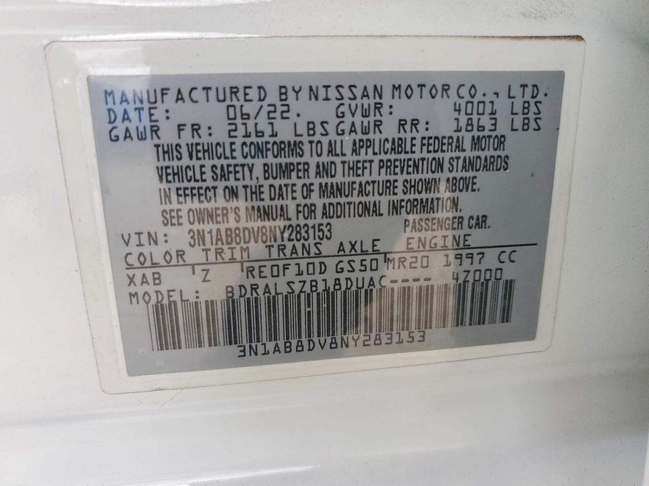 2022 NISSAN SENTRA SR photo 23