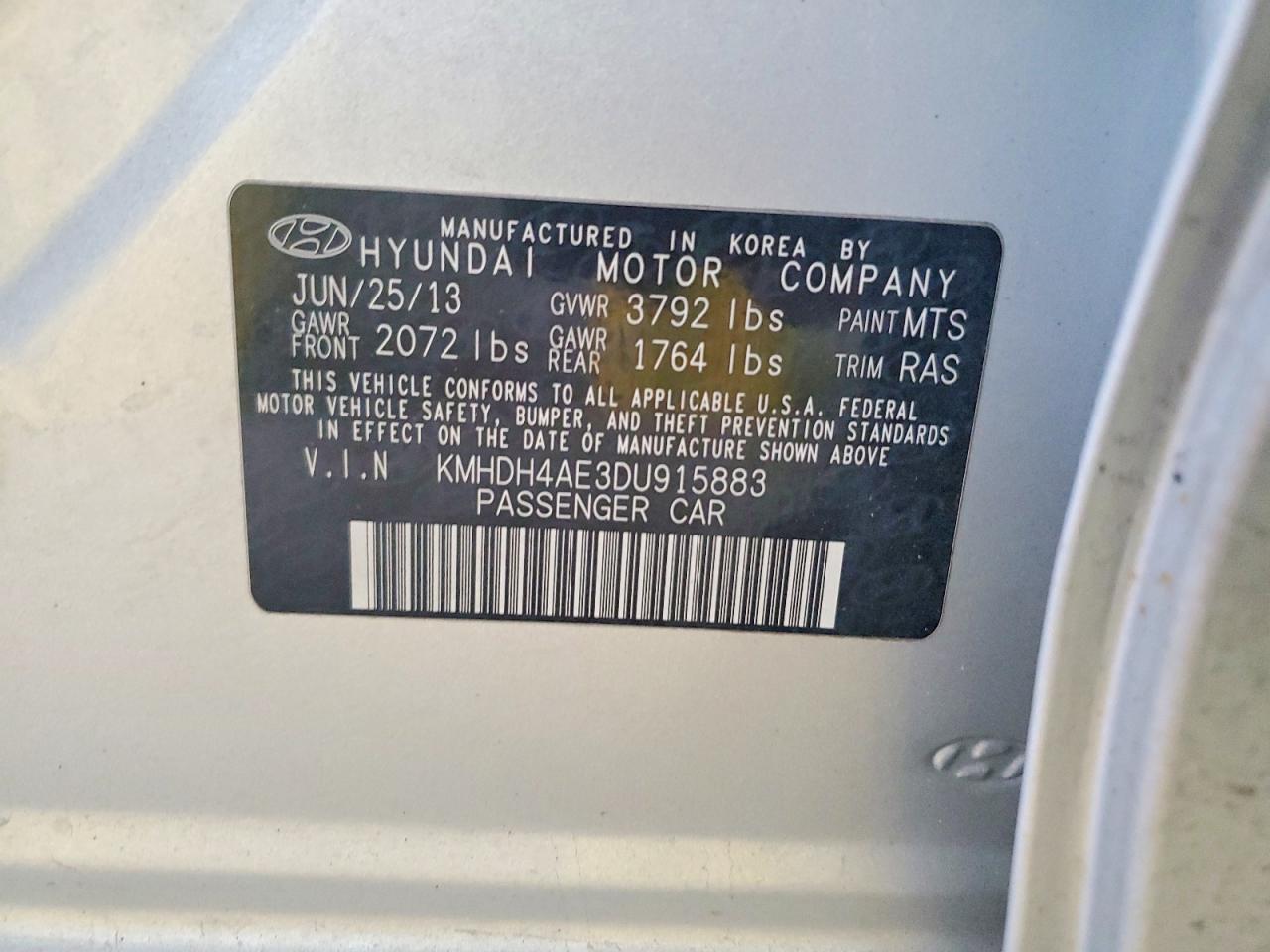 2013 HYUNDAI ELANTRA GLS photo 12