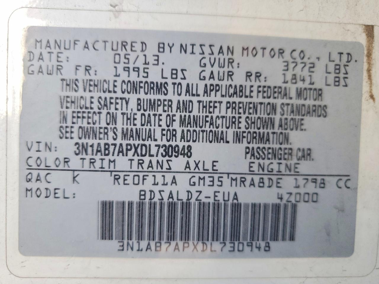 2013 NISSAN SENTRA S photo 12