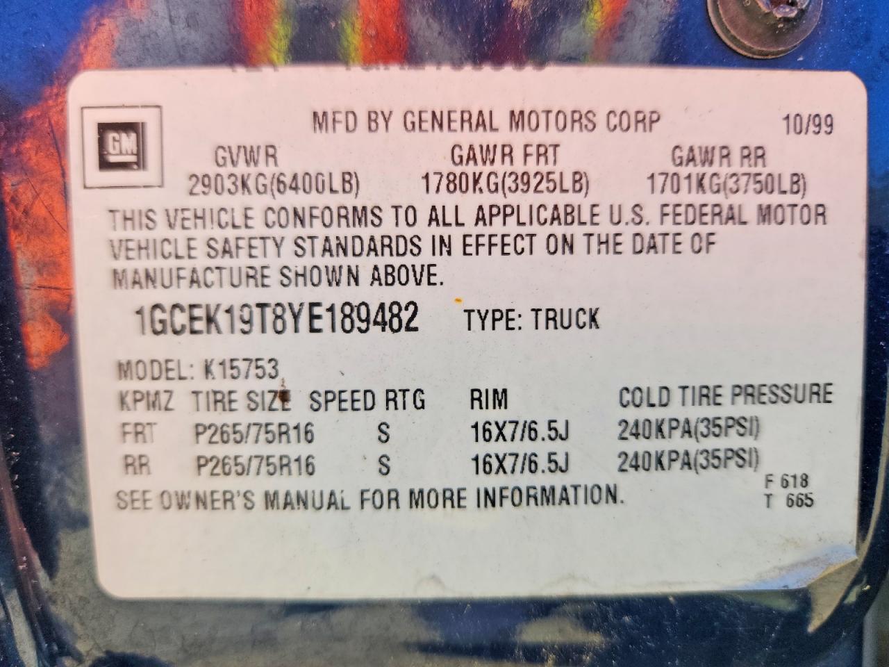 2000 CHEVROLET SILVERADO K1500 photo 12
