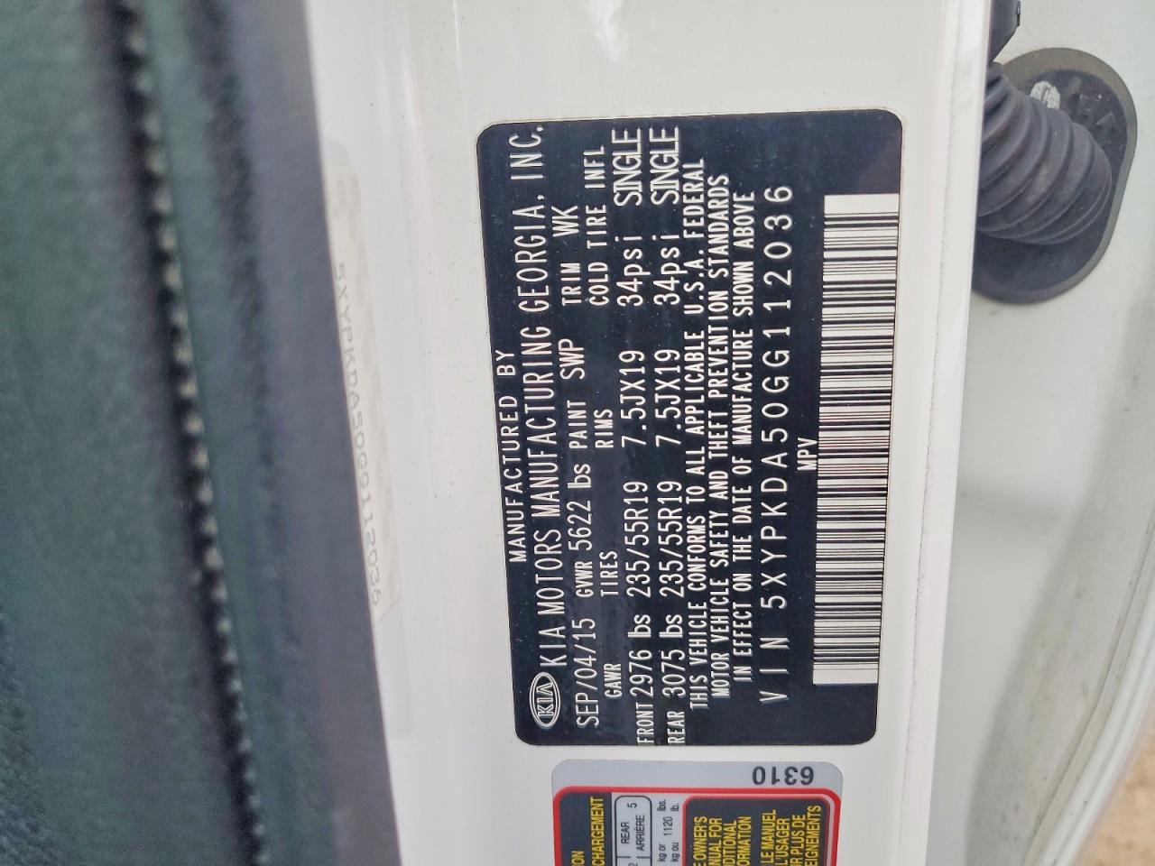 2016 KIA SORENTO SX V6 photo 12