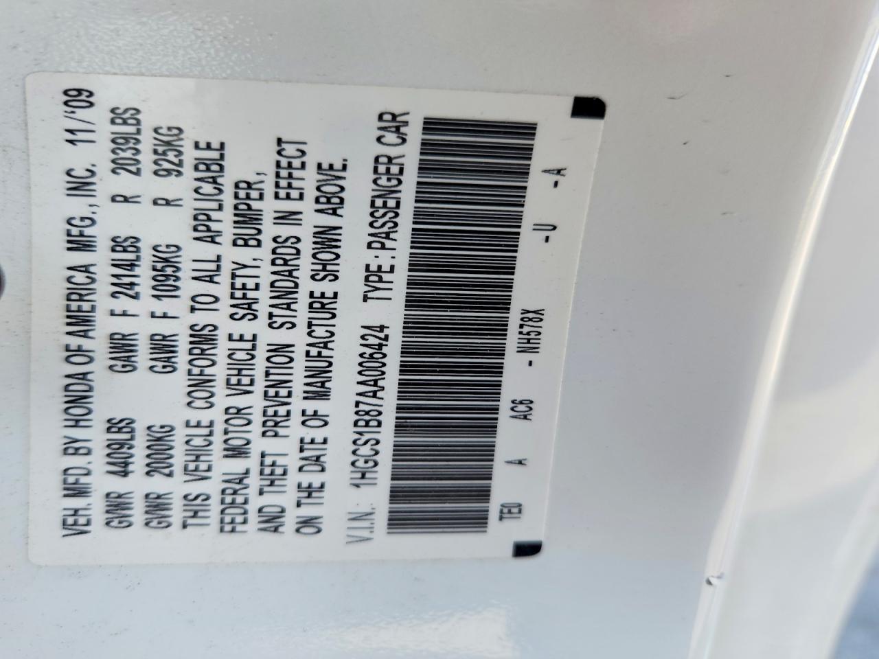 2010 HONDA ACCORD EXL photo 37