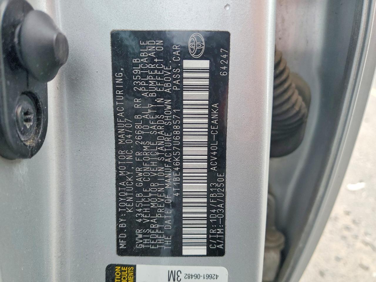 2007 TOYOTA CAMRY photo 12