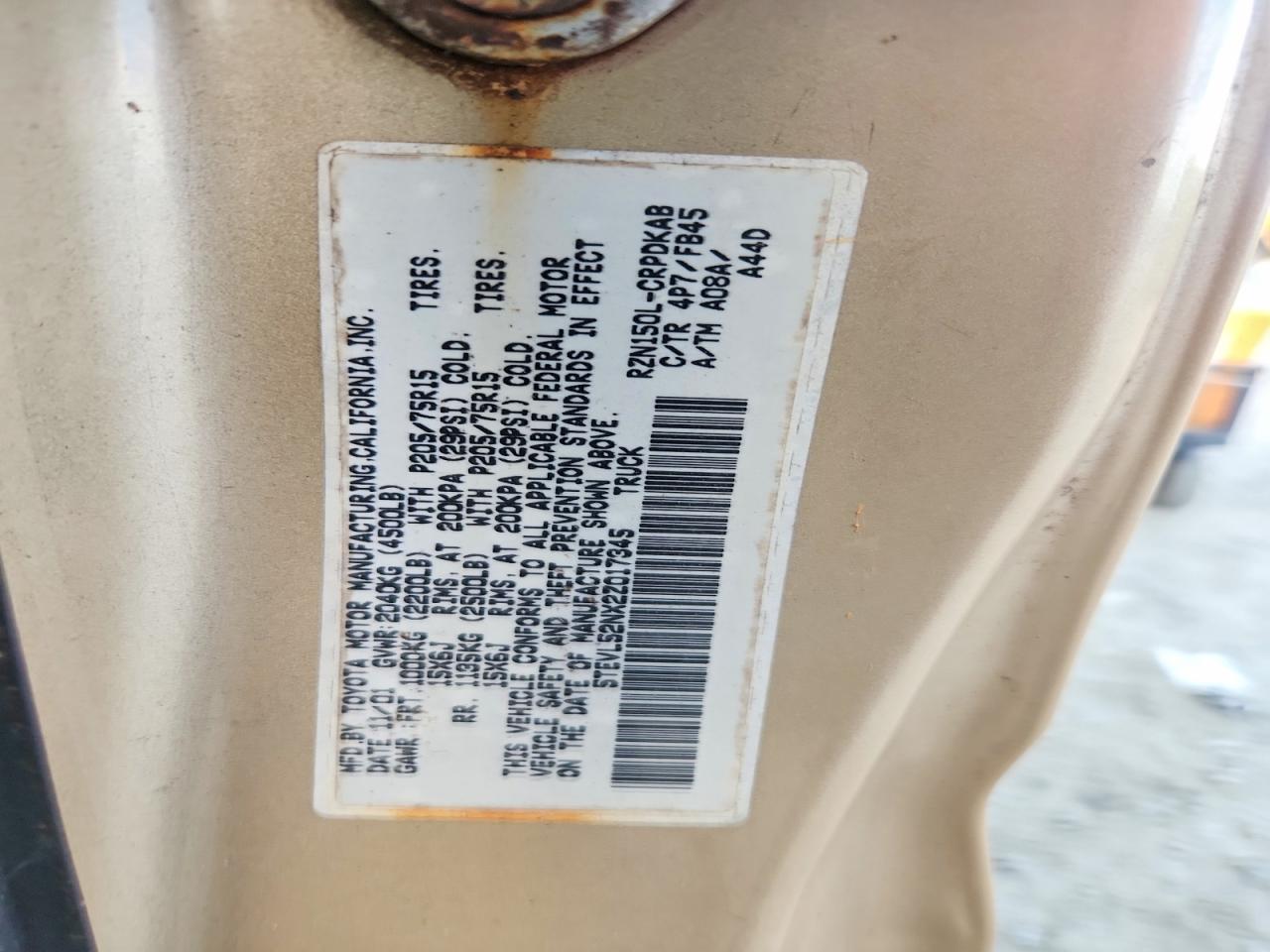 2002 TOYOTA TACOMA BASE photo 12