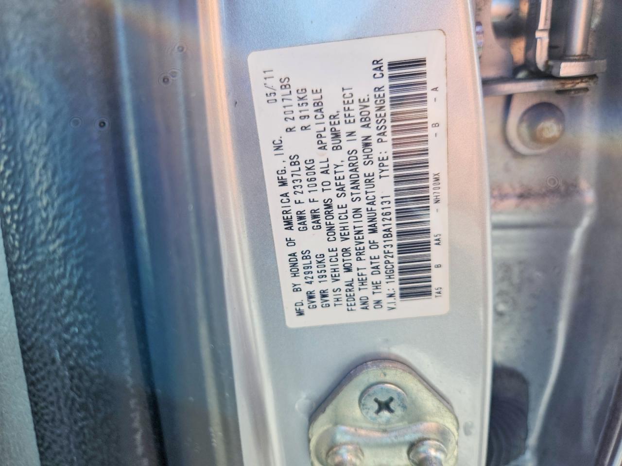 2011 HONDA ACCORD photo 23