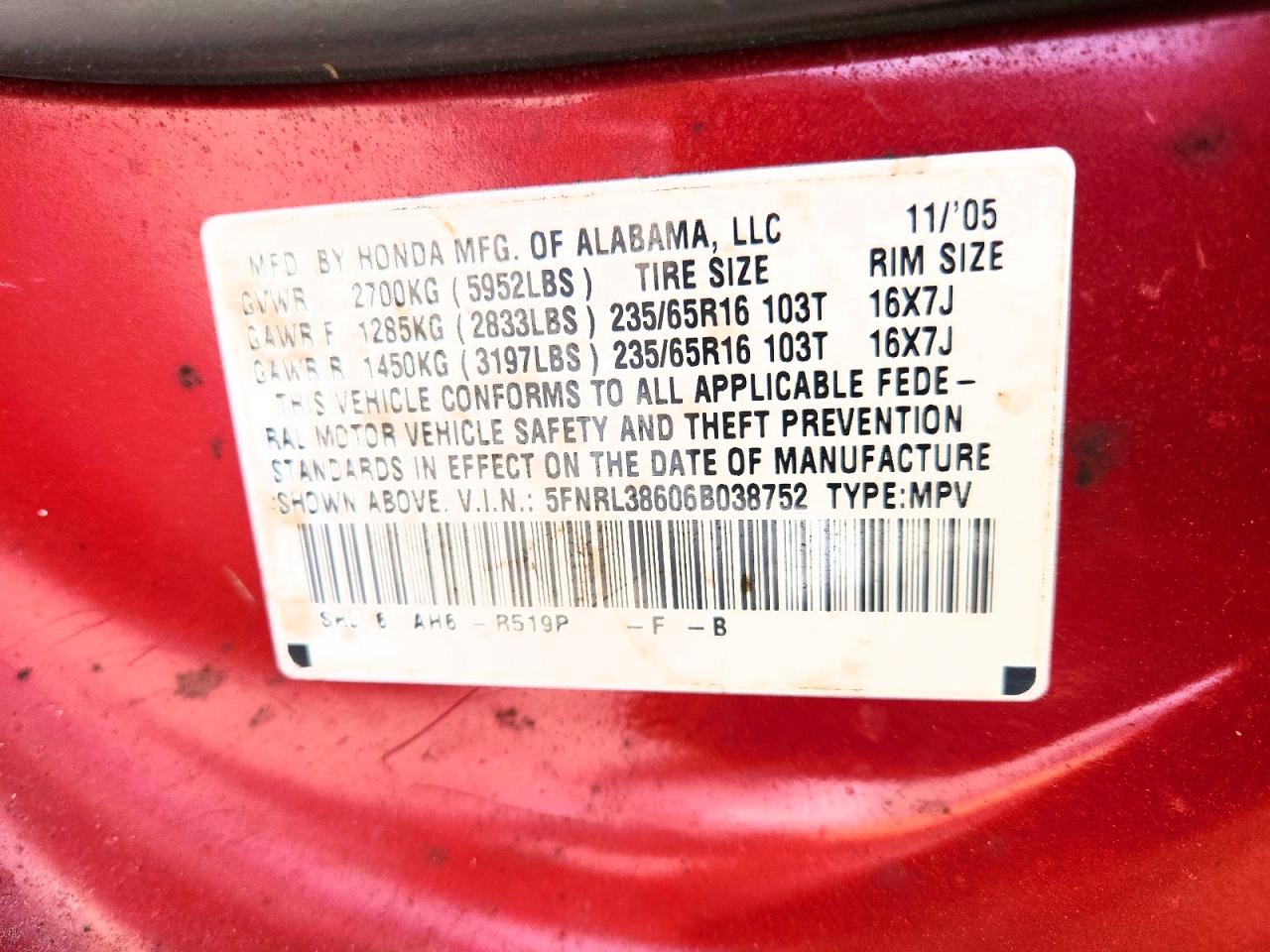 2006 HONDA ODYSSEY EXL photo 27