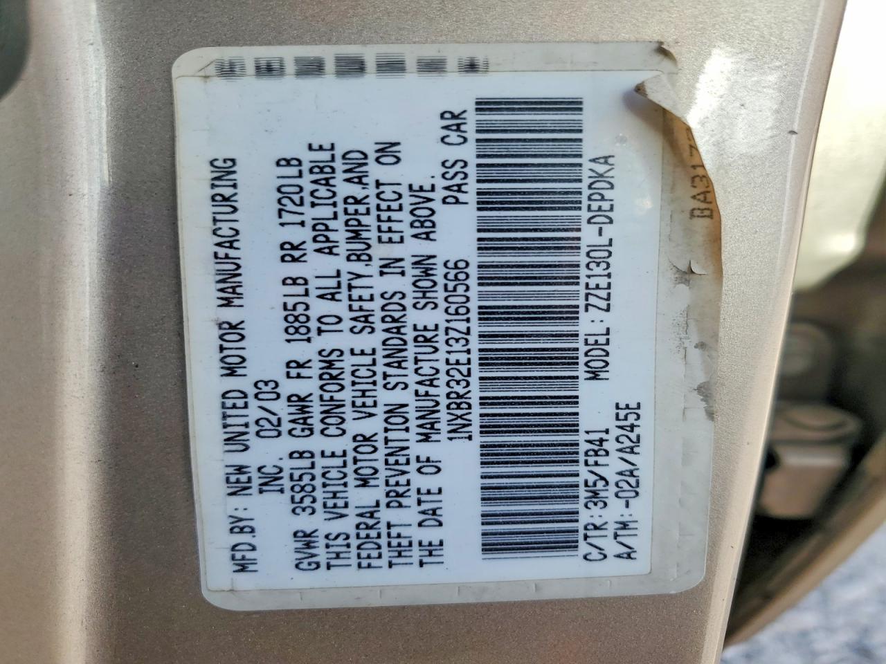 2003 TOYOTA COROLLA CE photo 34