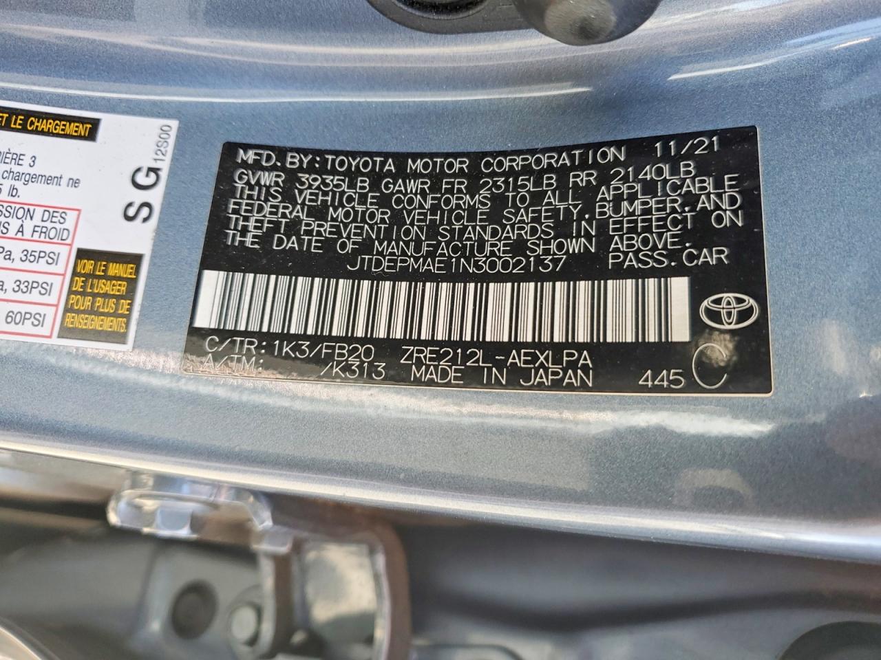 2022 TOYOTA COROLLA LE photo 23