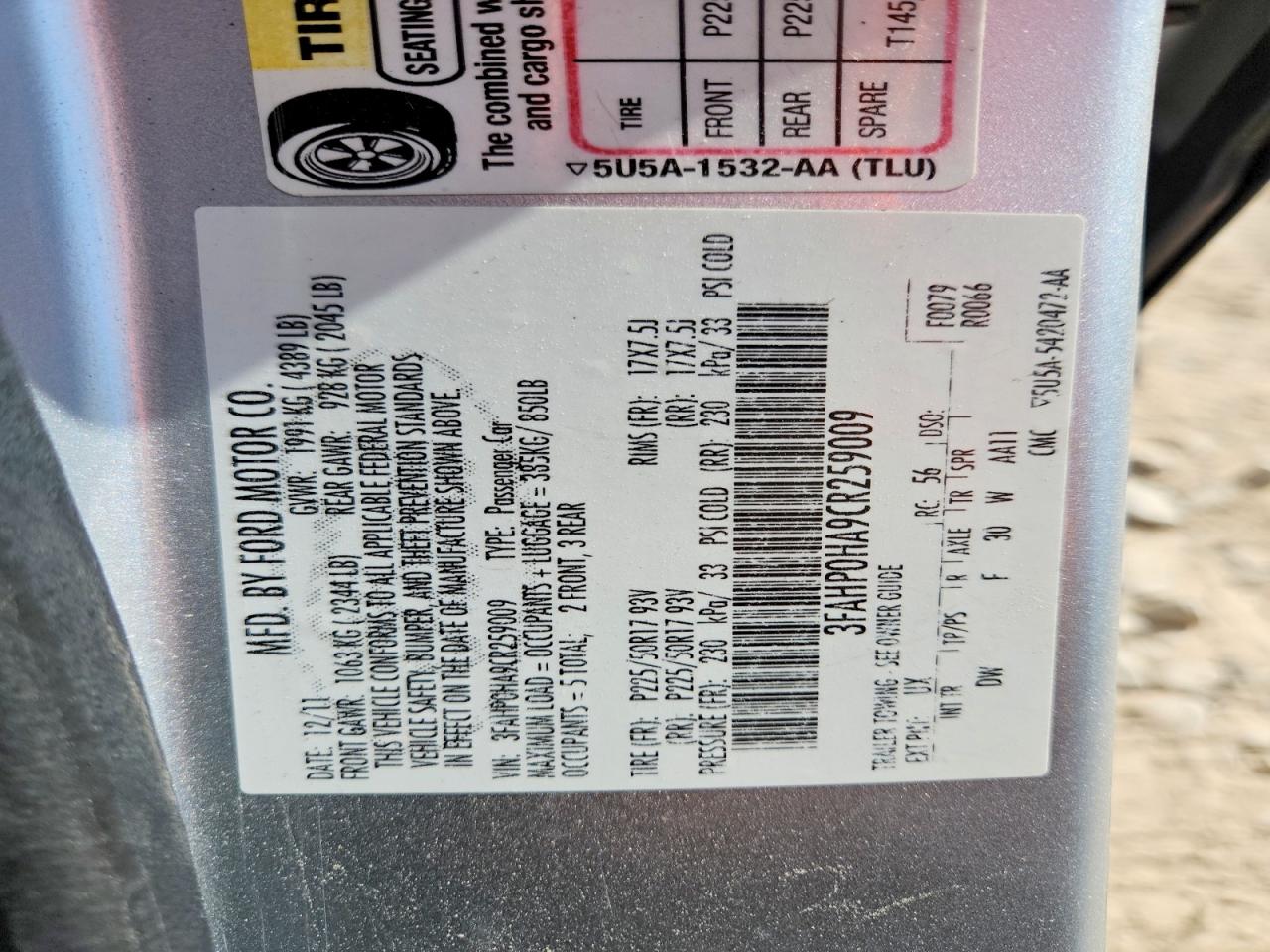 2012 FORD FUSION SE photo 23