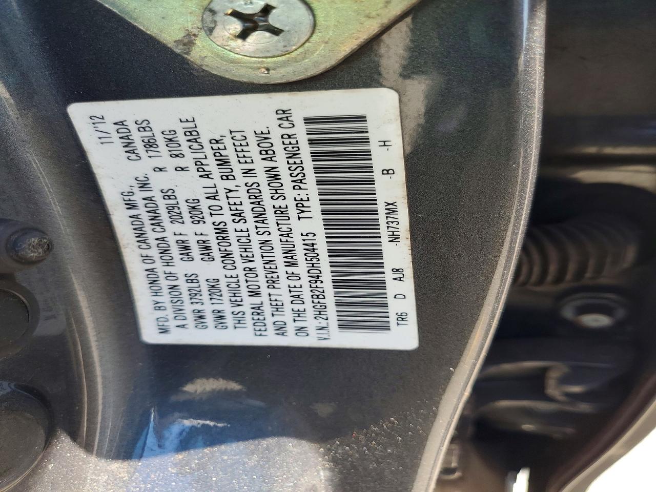 2013 HONDA CIVIC EXL photo 12