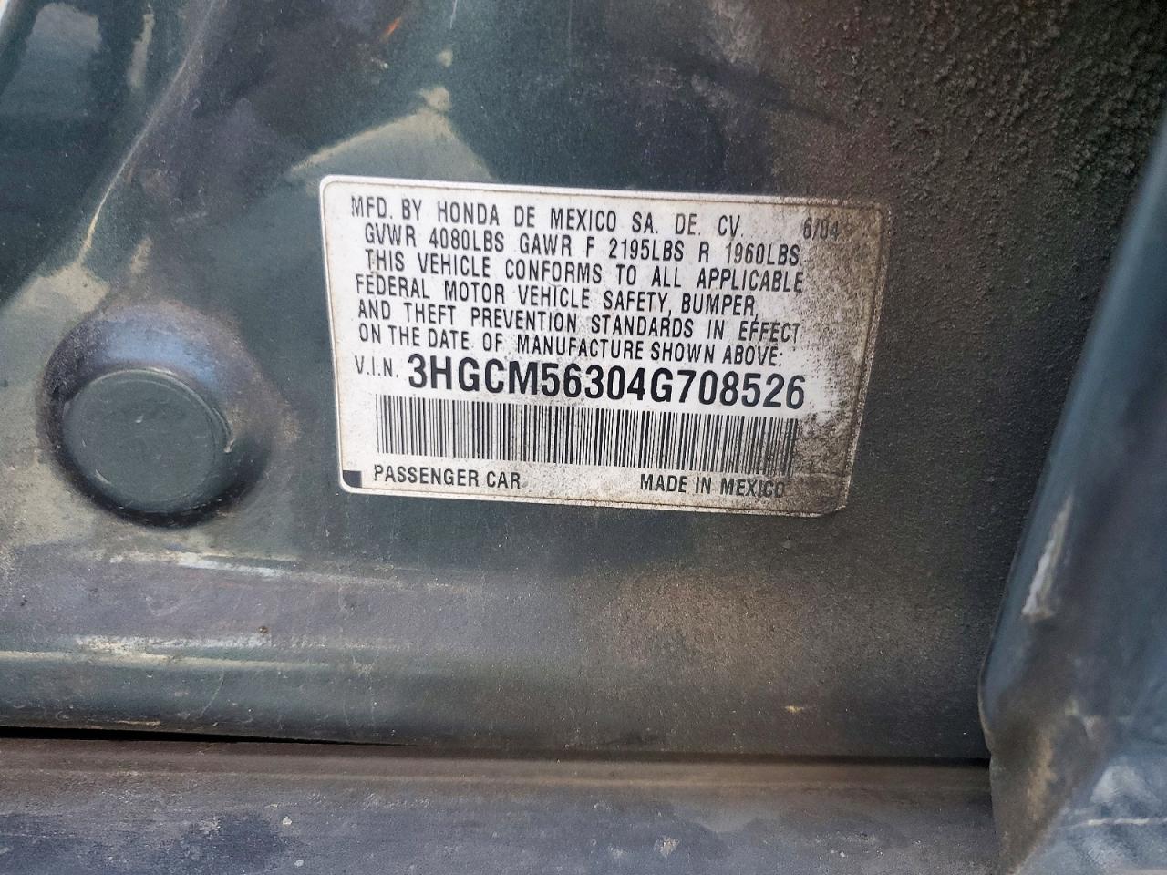 2004 HONDA ACCORD LX photo 25
