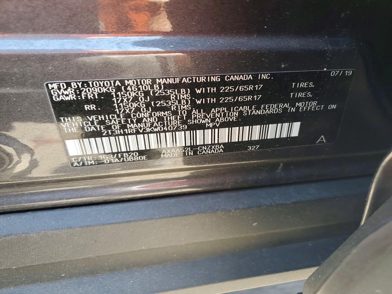 2019 TOYOTA RAV4 LE photo 13
