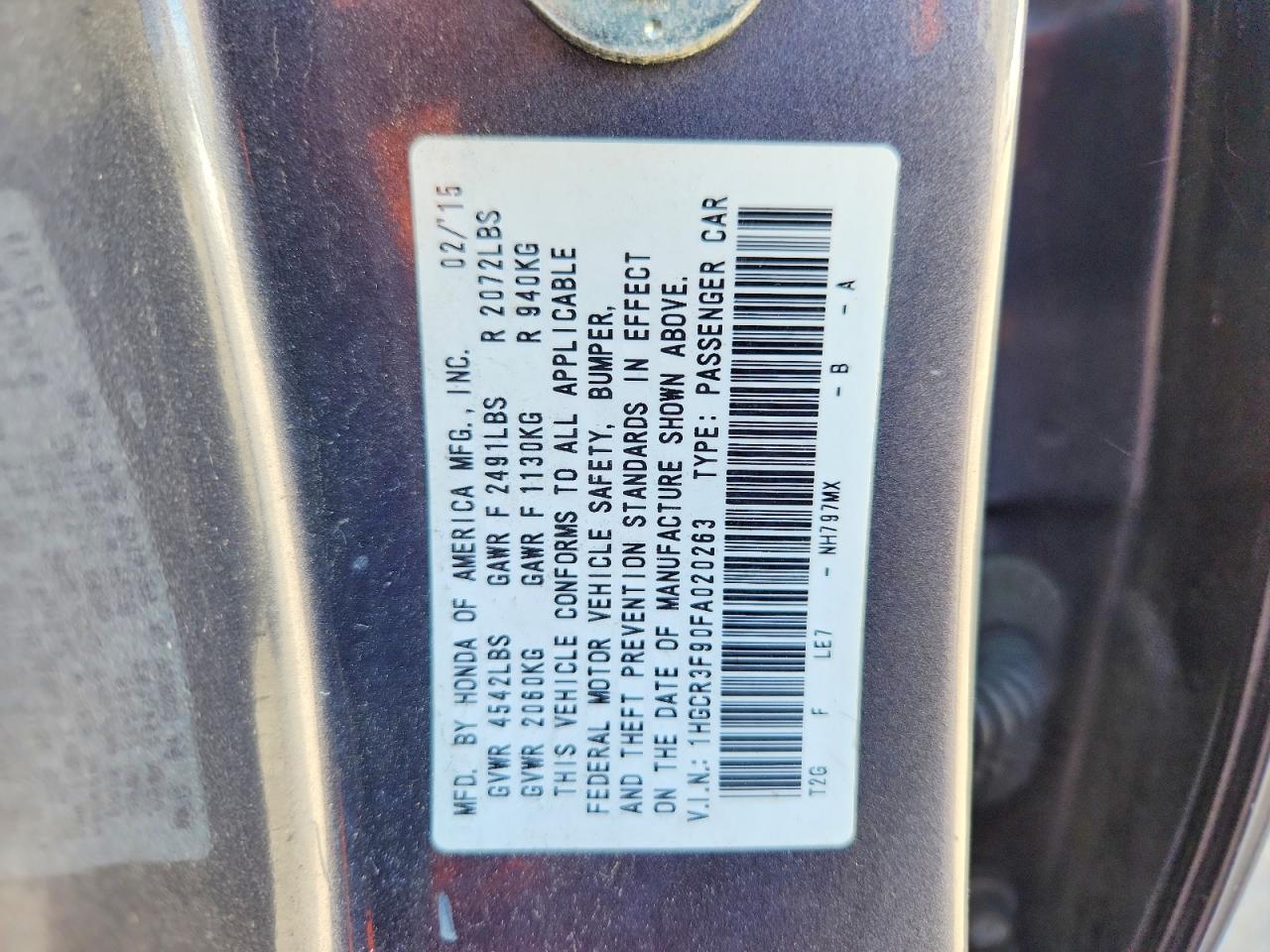 2015 HONDA ACCORD TOURING photo 12
