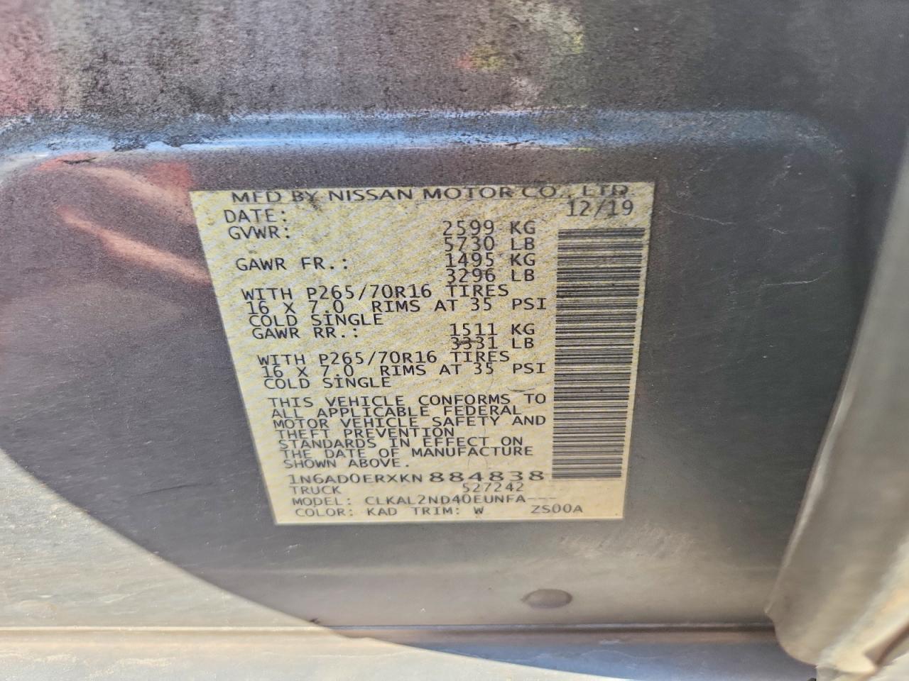 2019 NISSAN FRONTIER SV photo 34