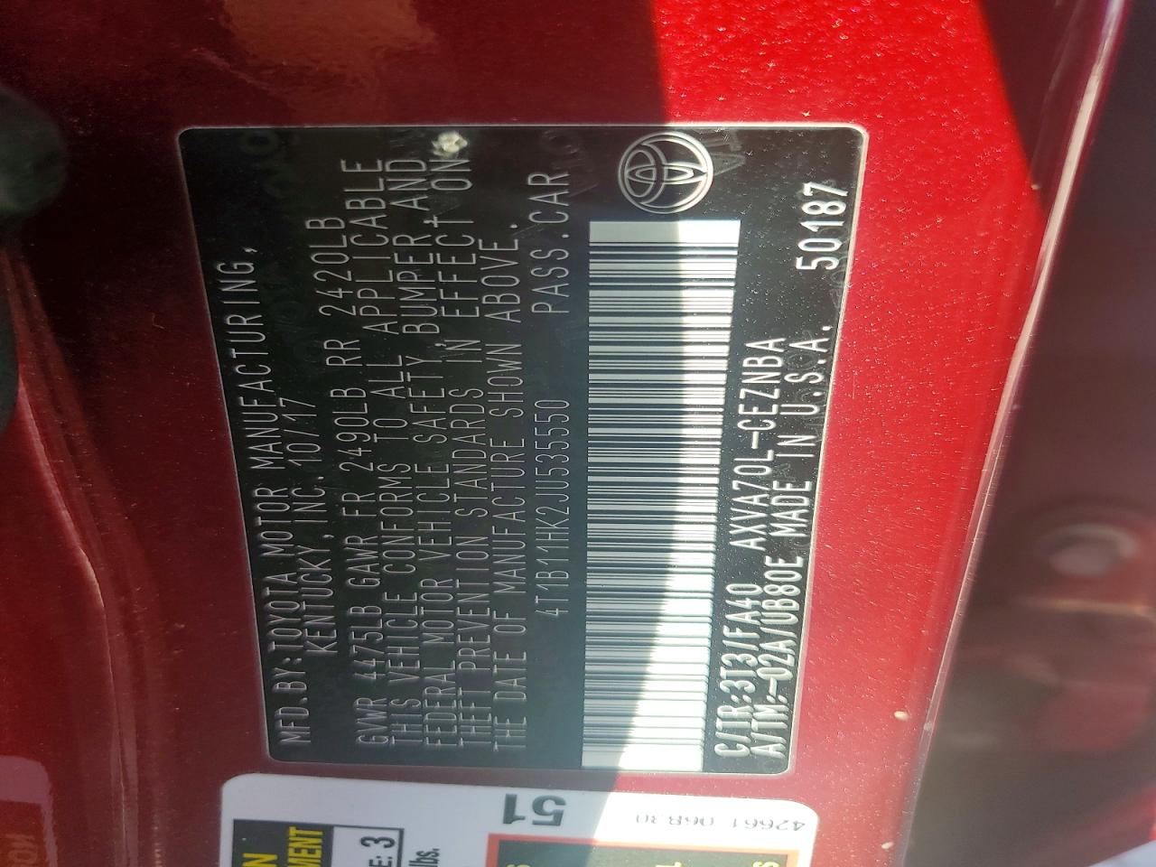 2018 TOYOTA CAMRY LE photo 23