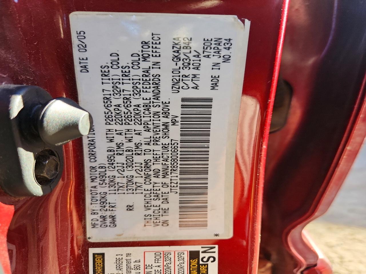 2005 TOYOTA 4RUNNER LIMITED photo 12