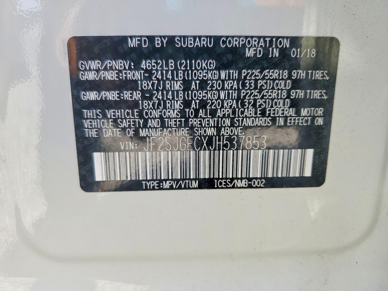 2018 SUBARU FORESTER 2.0XT PREMIUM photo 12