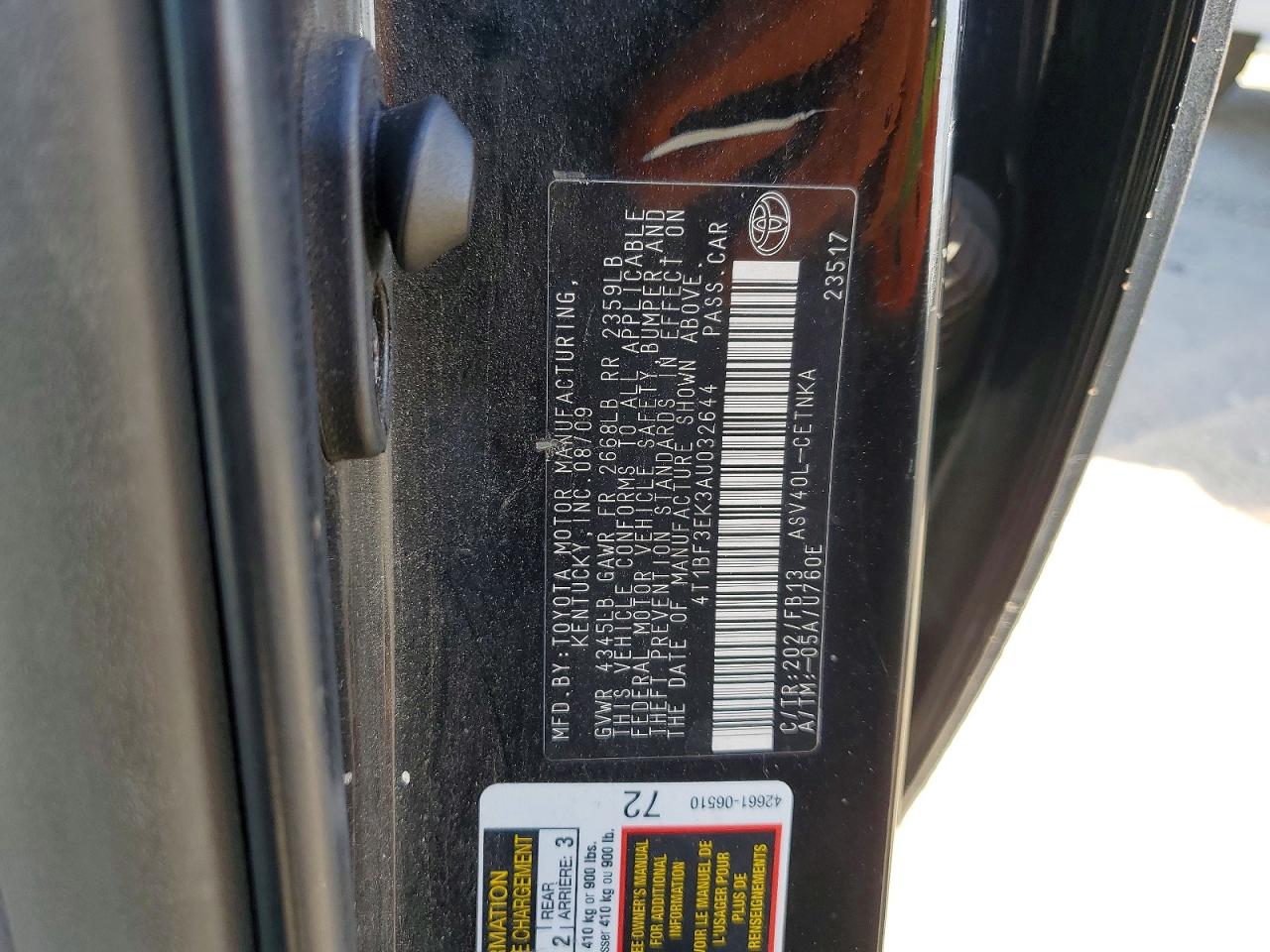 2010 TOYOTA CAMRY LE photo 34