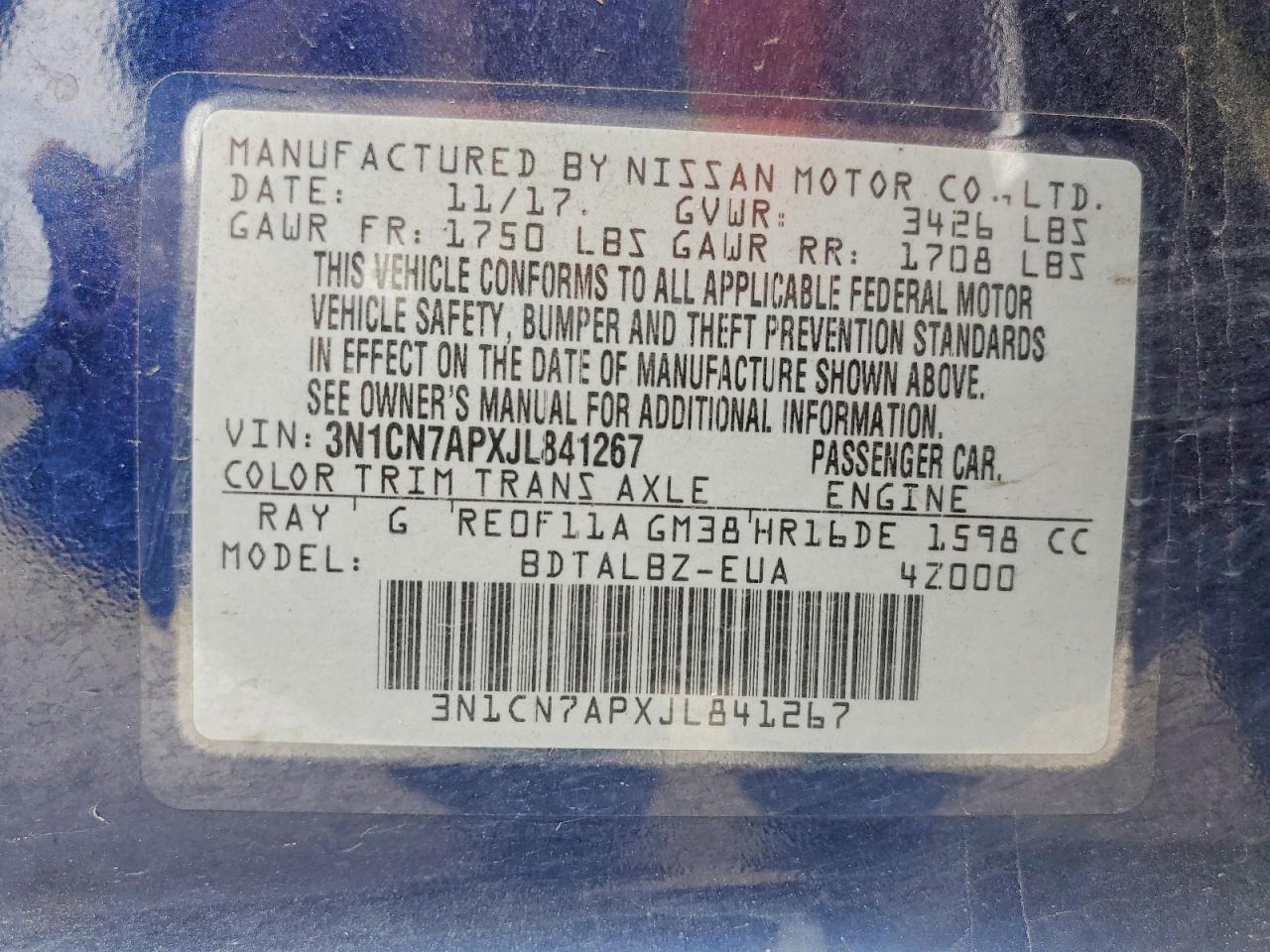 2018 NISSAN VERSA SV photo 25