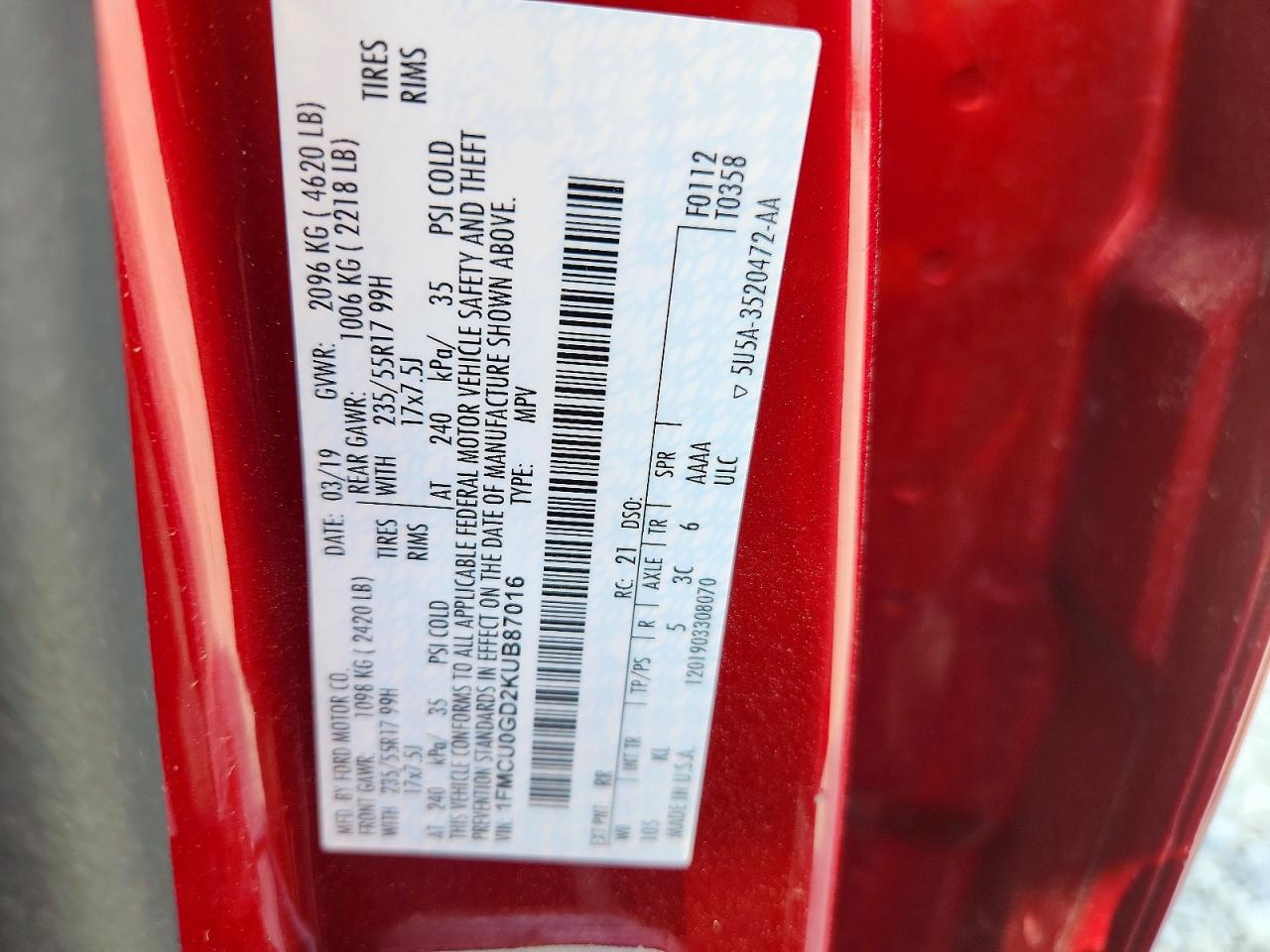 2019 FORD ESCAPE SE photo 25